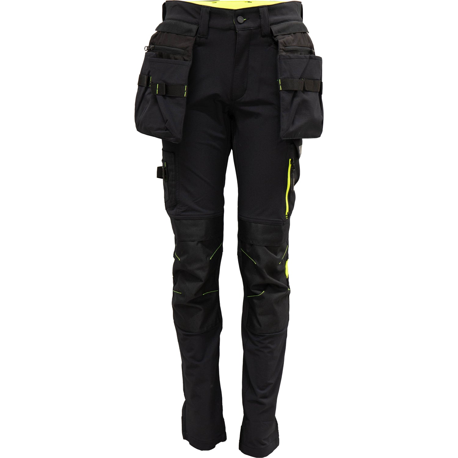   WRKS Bismuth Stretch Pant ZP in Black Beauty, featuring 4-way stretch material, reinforced knees, and practical pockets for tools, designed for maximum comfort and durability for work and outdoor activities.
