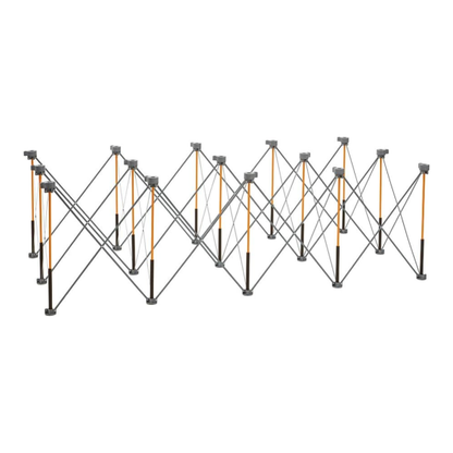   "BORA Centipede 4ft x 8ft x 30in workbench CK15S with 4 X-Cups, 4 clamps, and carrying bag, showcasing its sturdy steel construction and compact design, ideal for heavy-duty projects."