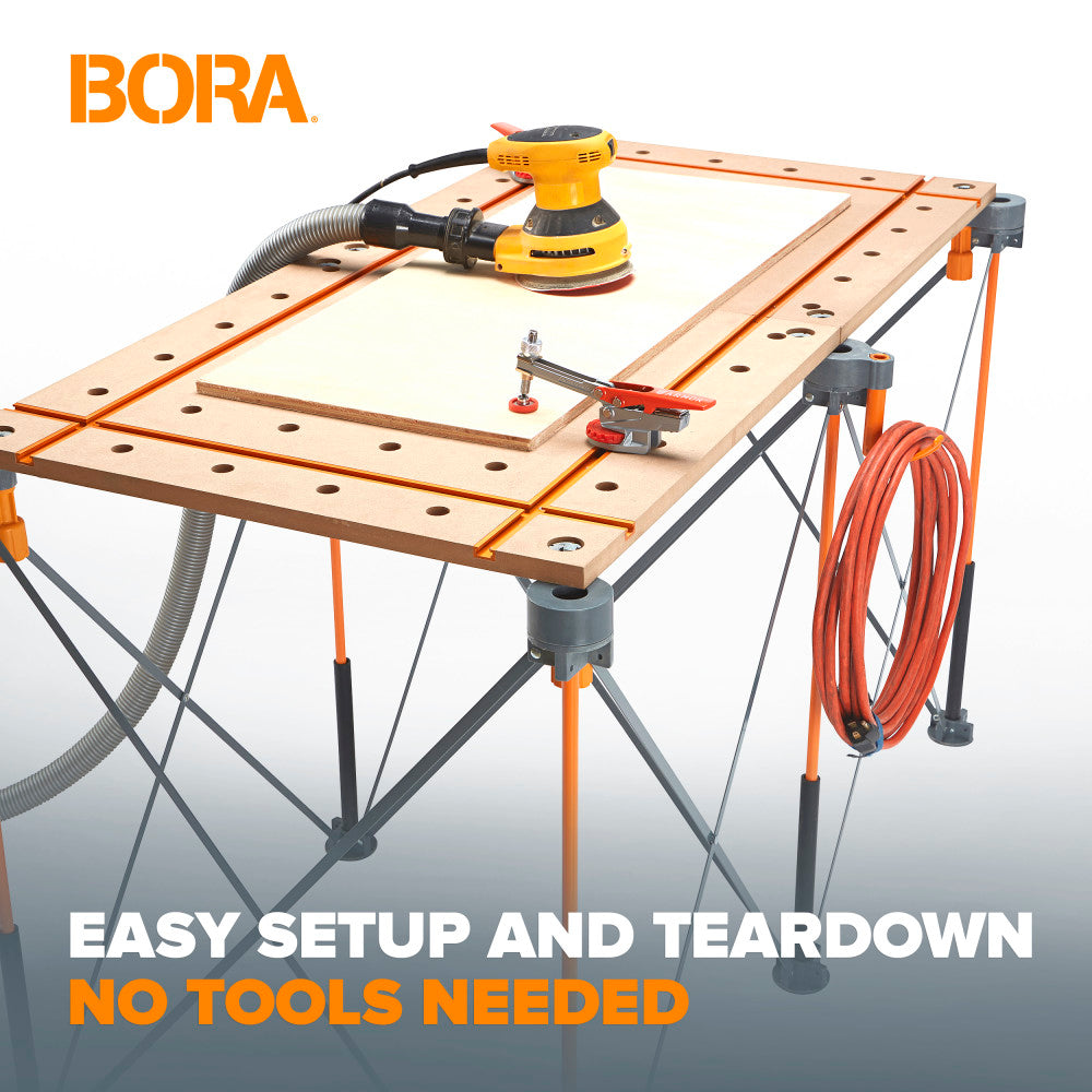 BORA Centipede 2 x 4 fot T-spor bordplate – 20 mm hull for benkeklammer (dog holes)